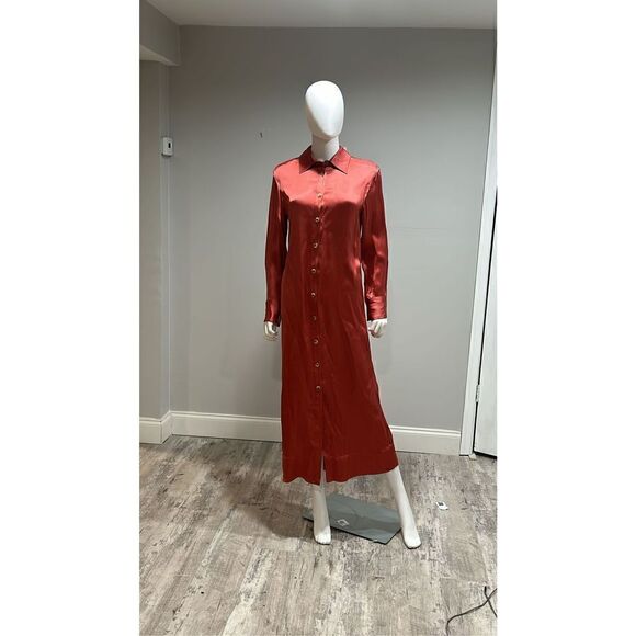 Loulou Studio Long Satin Shirtdress Size XS - Picture 7 of 12